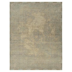 Rug & Kilim's Distressed Style Modern Rug in Blue, Beige Abstract Pattern