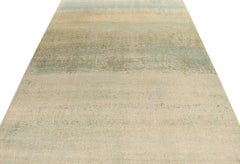 Moderner Teppich im Stil von Teppich & Kelim im Used-Stil in Blau, Beige-Braun mit abstraktem Muster