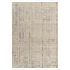 Rug & Kilim's Distressed Style Modern Rug in Blue, Beige-Grey Abstract Pattern