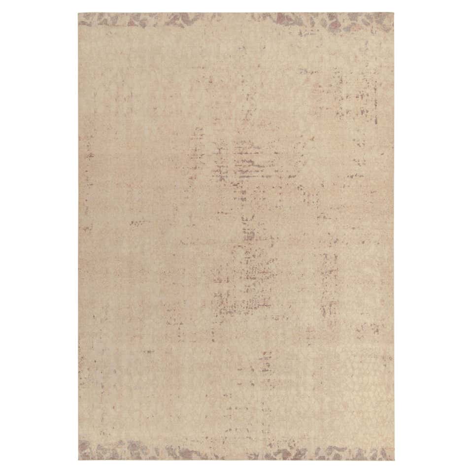 Rug and Kilim's Distressed style Modern rug in Gold, Beige Abstract ...
