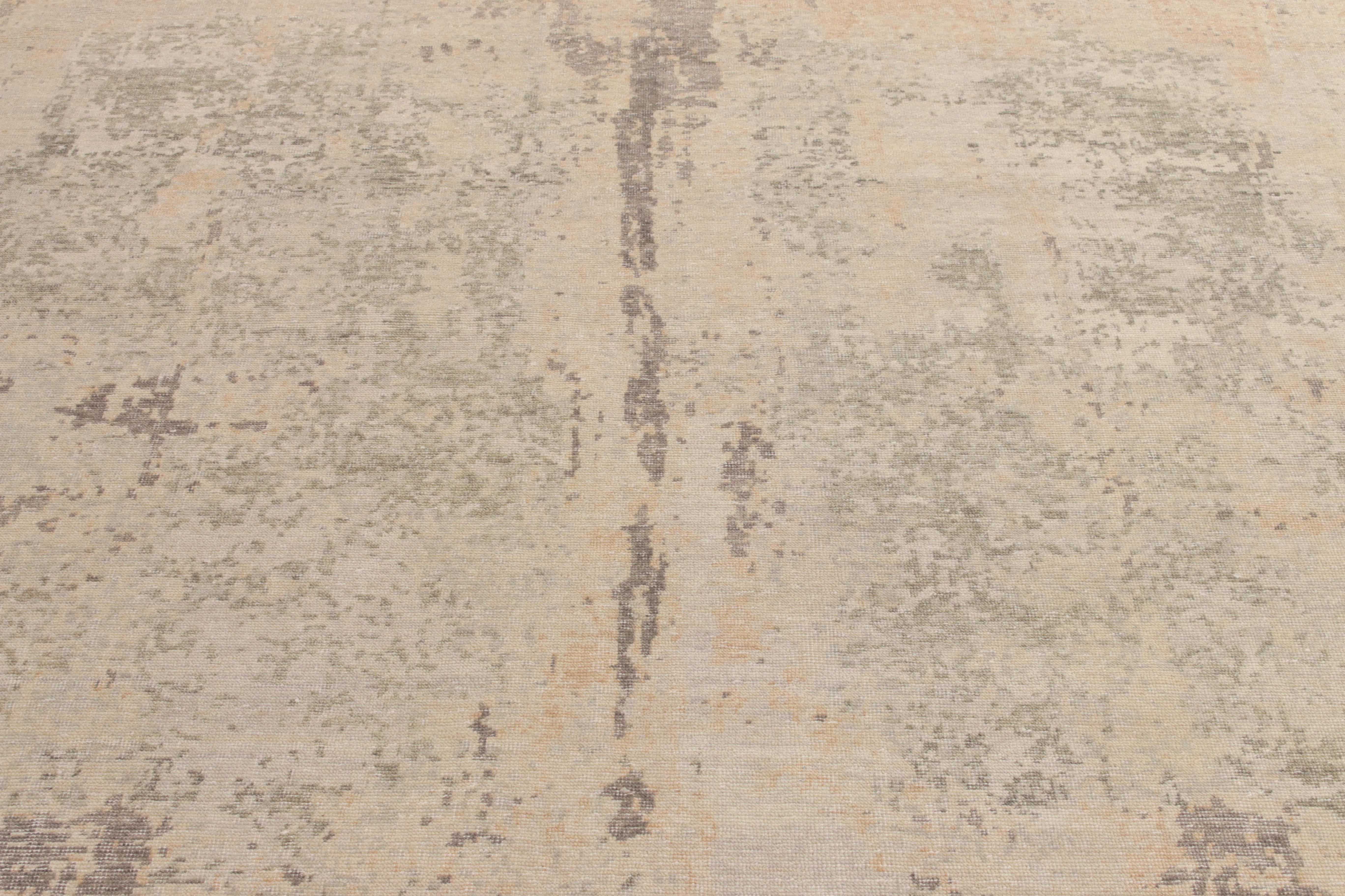 Moderner Teppich & Kelim-Teppich im Used-Stil in Grau und Beige mit abstraktem Muster (Handgeknüpft) im Angebot