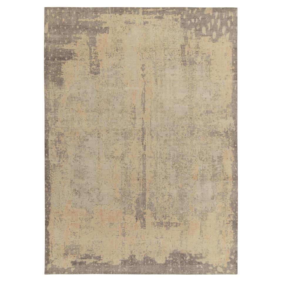 Rug and Kilim's Distressed style Modern rug in Gold, Beige Abstract ...