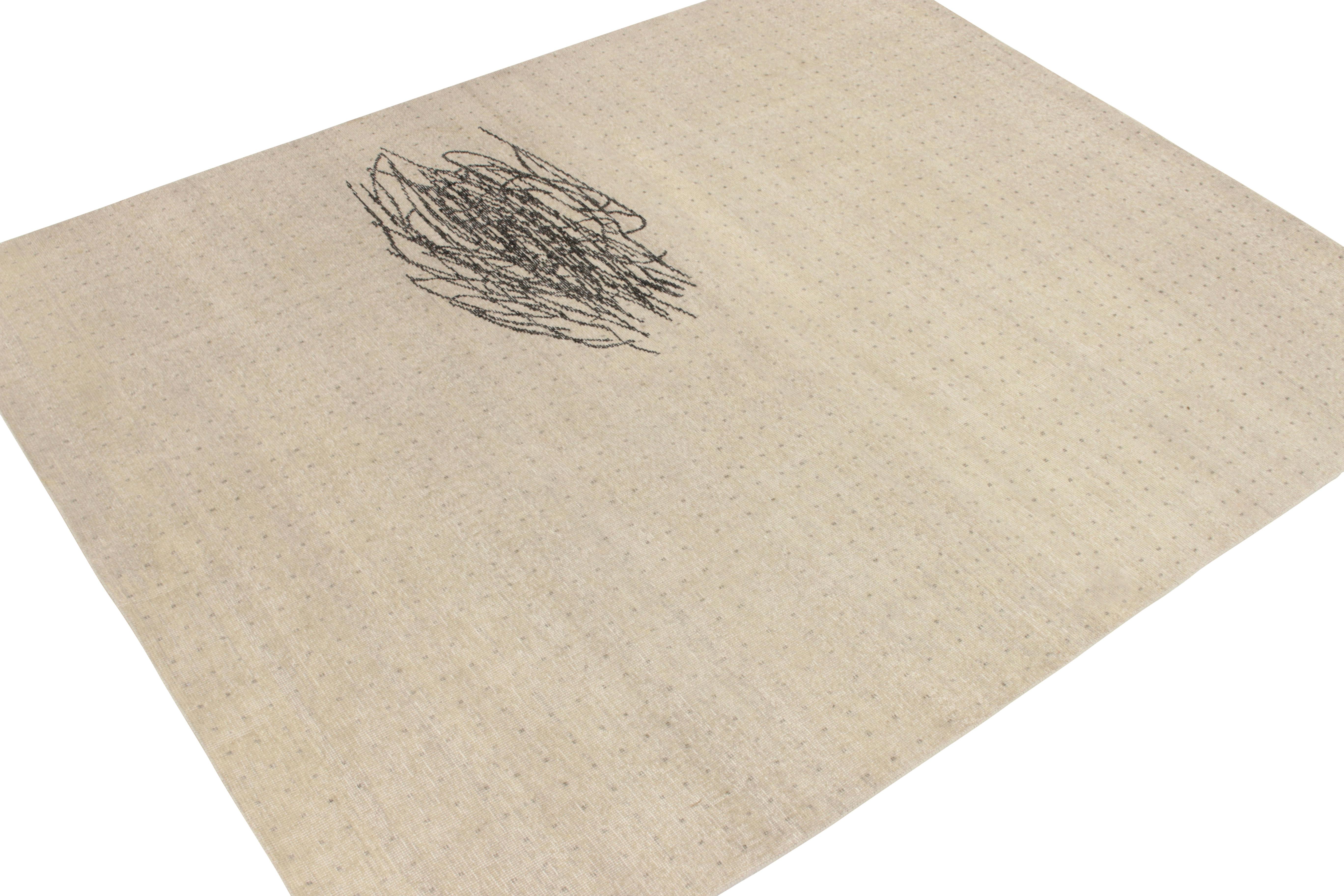 Moderner Teppich & Kelim-Teppich im Used-Stil in Grau & Schwarz mit abstraktem Muster (Moderne der Mitte des Jahrhunderts) im Angebot