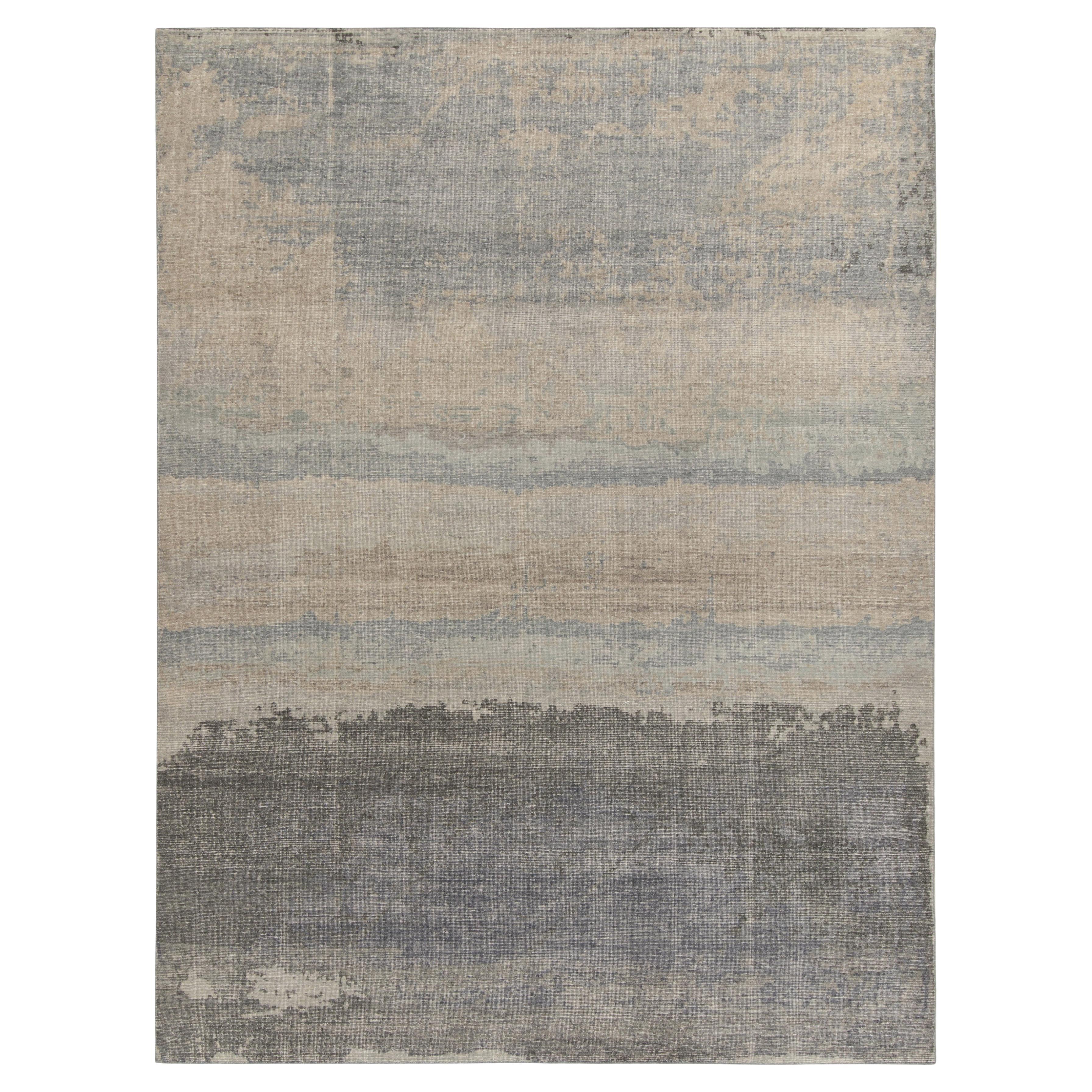 Rug 
Kilim
s Distressed Style Modern Rug in Gray, Blue, Beige Abstract Pattern