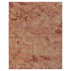 Moderner Teppich & Kelim-Teppich im Used-Stil in Rot und Gold mit abstraktem Muster