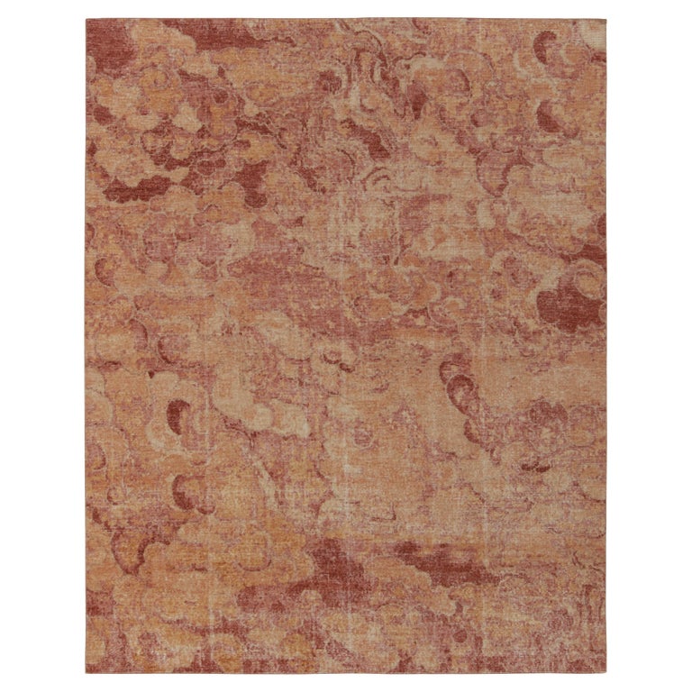 Rug and Kilim's Distressed Style Modern Rug in Red and Gold Abstract ...