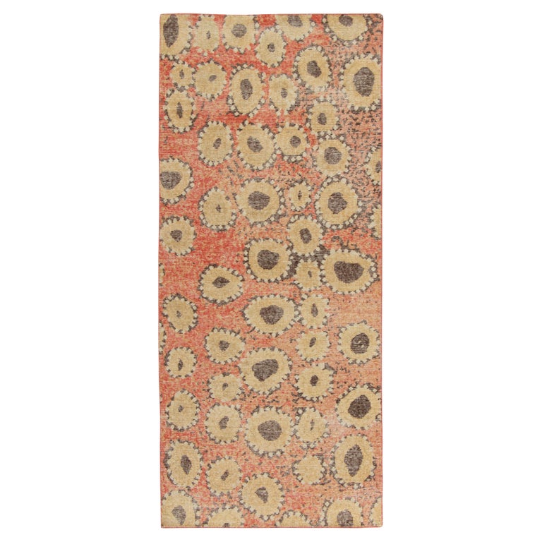 Rug and Kilim's Distressed Style Modern Runner in Red, Beige-Brown ...