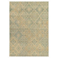 Teppich im Distressed-Stil in Blau & Gold mit Deko-Muster von Rug & Kilim