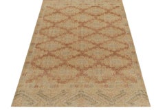 Rug & Kilim's Distressed Style Rug in Gold & Brown Geometric Pattern