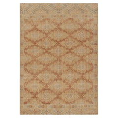 Alfombra de estilo desgastado Rug & Kilim con diseño geométrico dorado y marrón