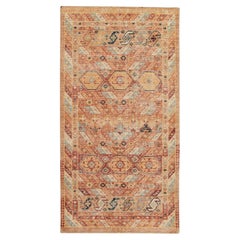 Distressed Style Runner in Orange, Gold & Red Tribal Pattern by Rug & Kilim