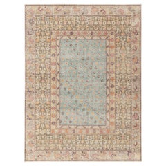 Distressed Style Transitional Floral Rug in Blue, Beige Florals by Rug & Kilim
