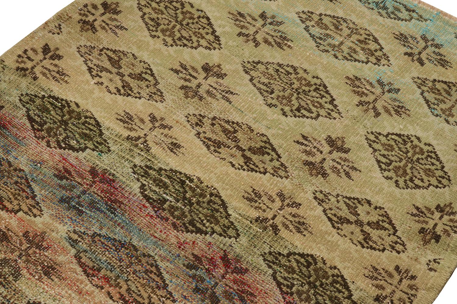 Turkish Distressed Style Zeki Muren Rug in Beige-Brown Patterns by Rug & Kilim For Sale
