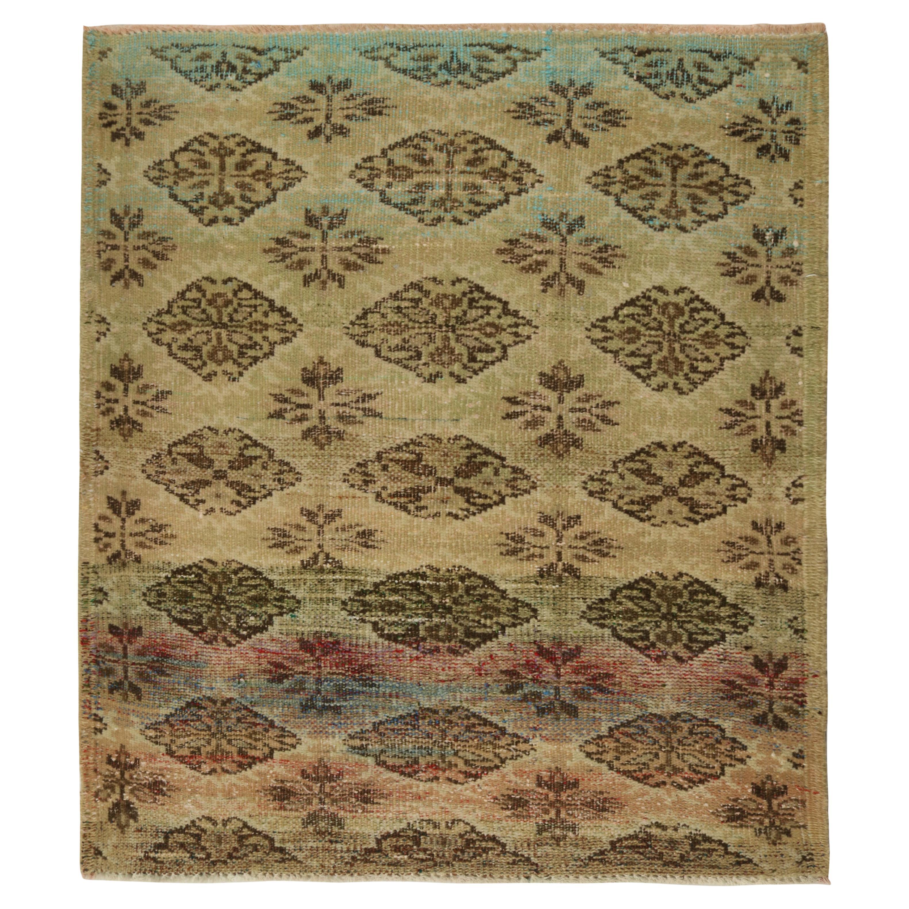 Distressed Style Zeki Muren Rug in Beige-Brown Patterns by Rug & Kilim For Sale