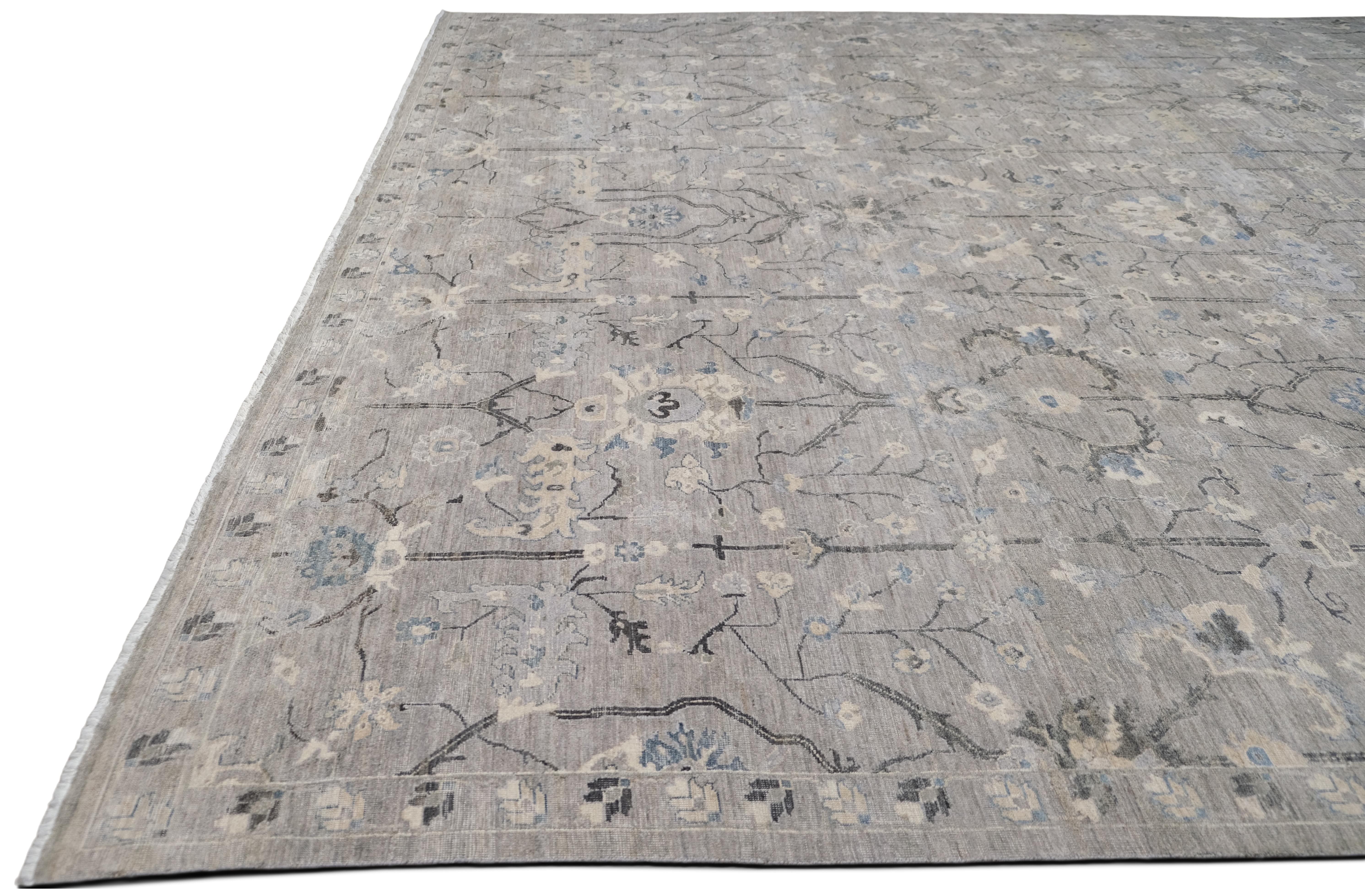 Asiatico Tappeto Transitional Tabriz Distressed in lana 11'10''x15' in vendita