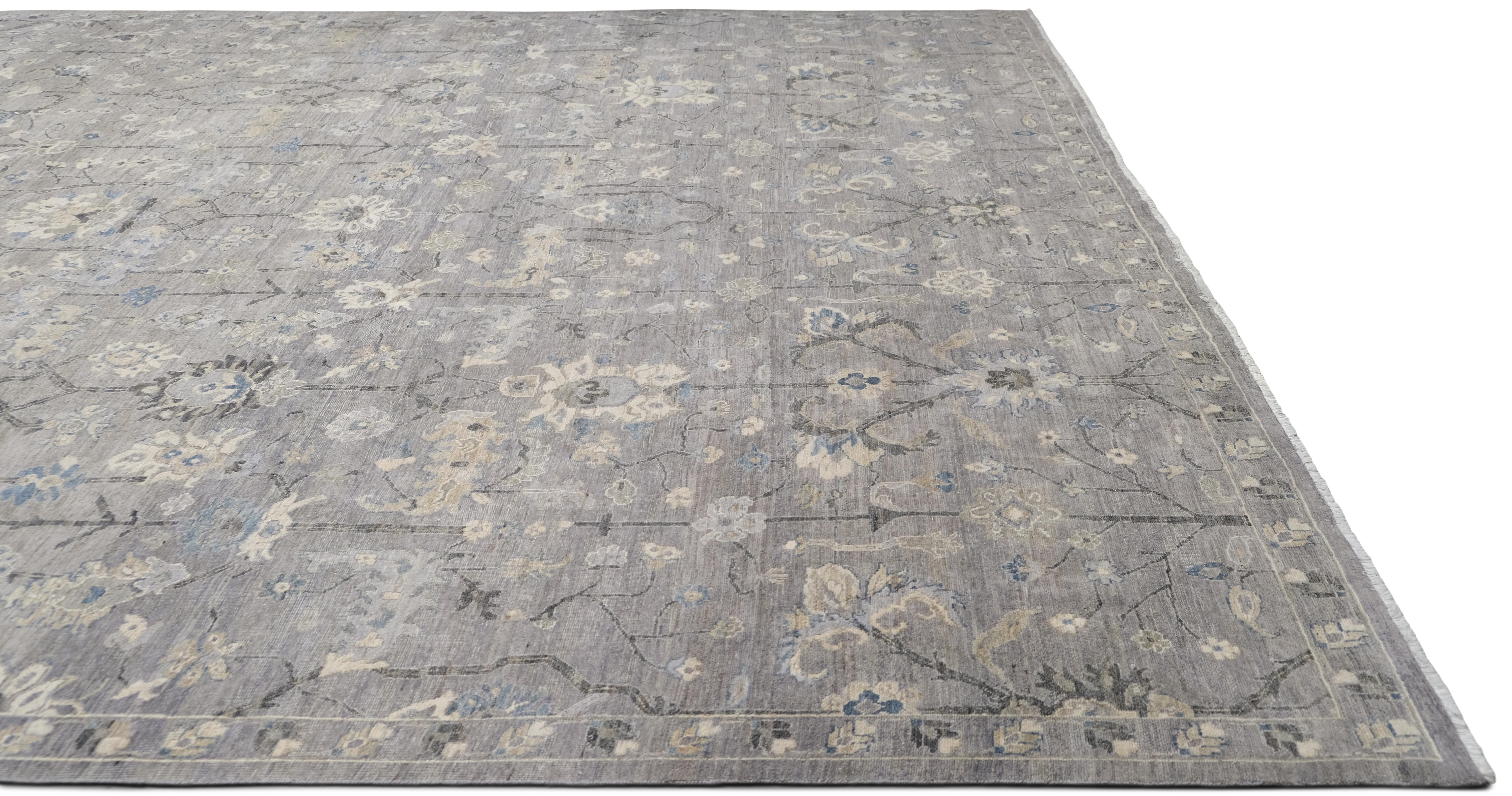 Annodato a mano Tappeto Transitional Tabriz Distressed in lana 11'10''x15' in vendita