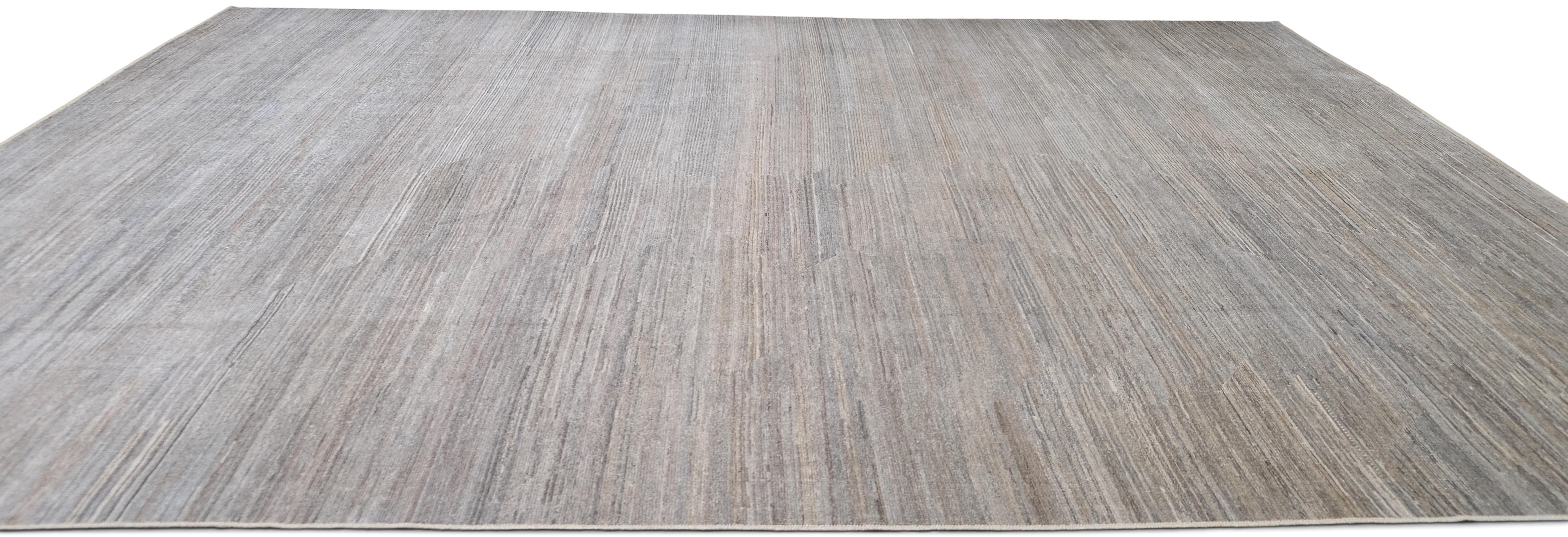 Distressed Texturierter Teppich aus natürlicher Wolle 12'1''x15'7'' (Afghanisch) im Angebot