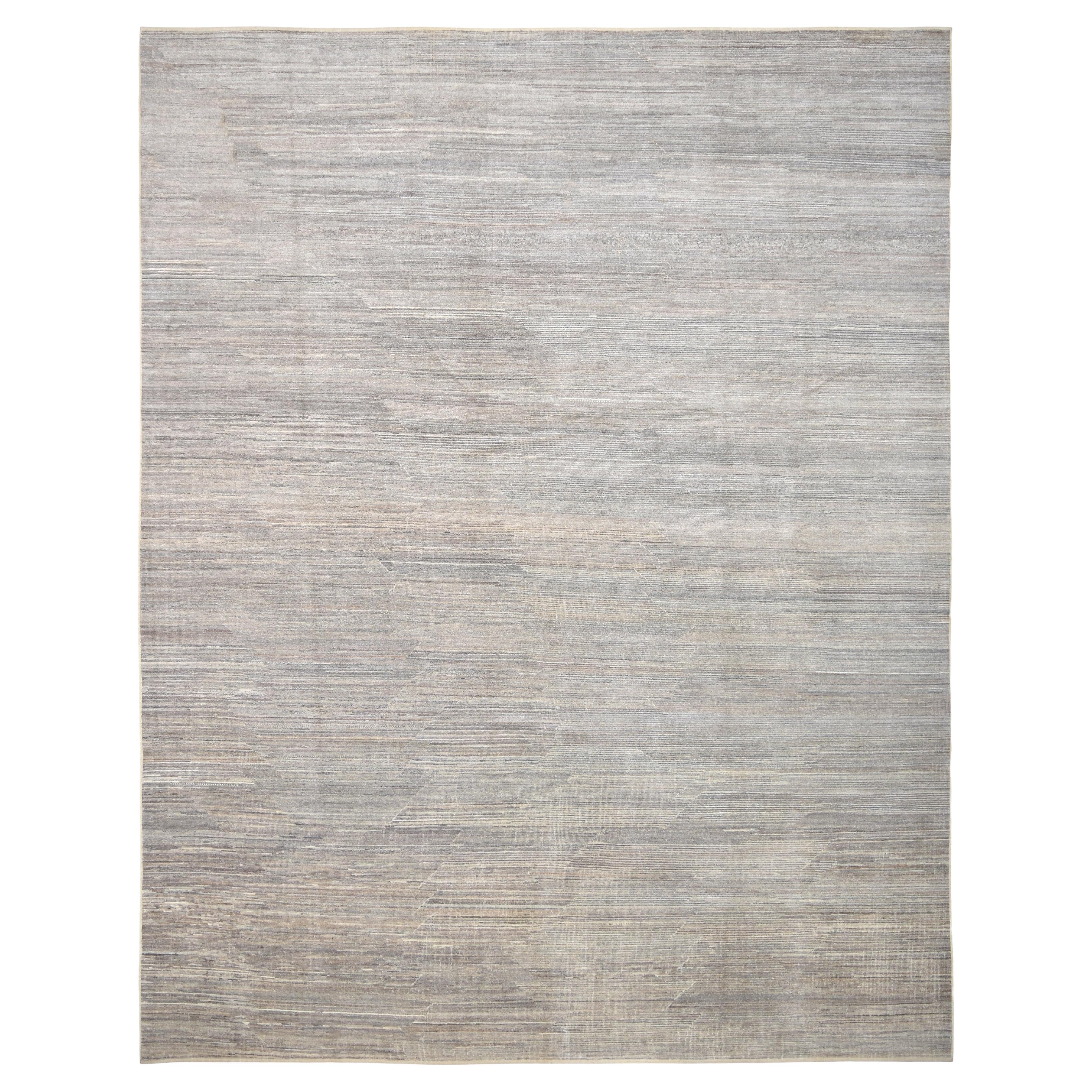 Distressed Textured Natural Wool Rug 12'1''x15'7''