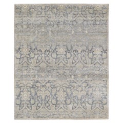 Distressed Traditional Floral Scrollwork Wool Rug 7'10''x9'8''