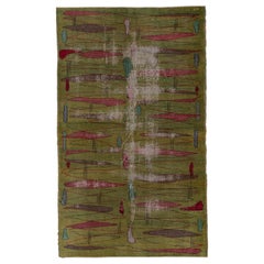 Tapis Art déco turc en détresse:: champ vert kelly