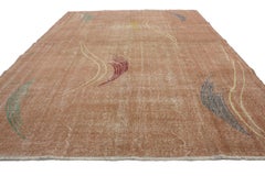 Tapis turc en mauvais état Sivas avec peinture murale industrielle de style Art Déco Zeki