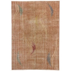 Distressed Turkish Sivas Rug with Industrial Art Deco Style Zeki Muren