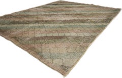Zeki Muren Distressed Vintage Turkish Sivas Rug with Rustic Art Deco Style