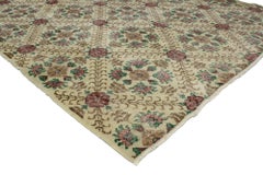 Distressed Turkish Sivas Rug with Shabby Chic English Country Cottage Style