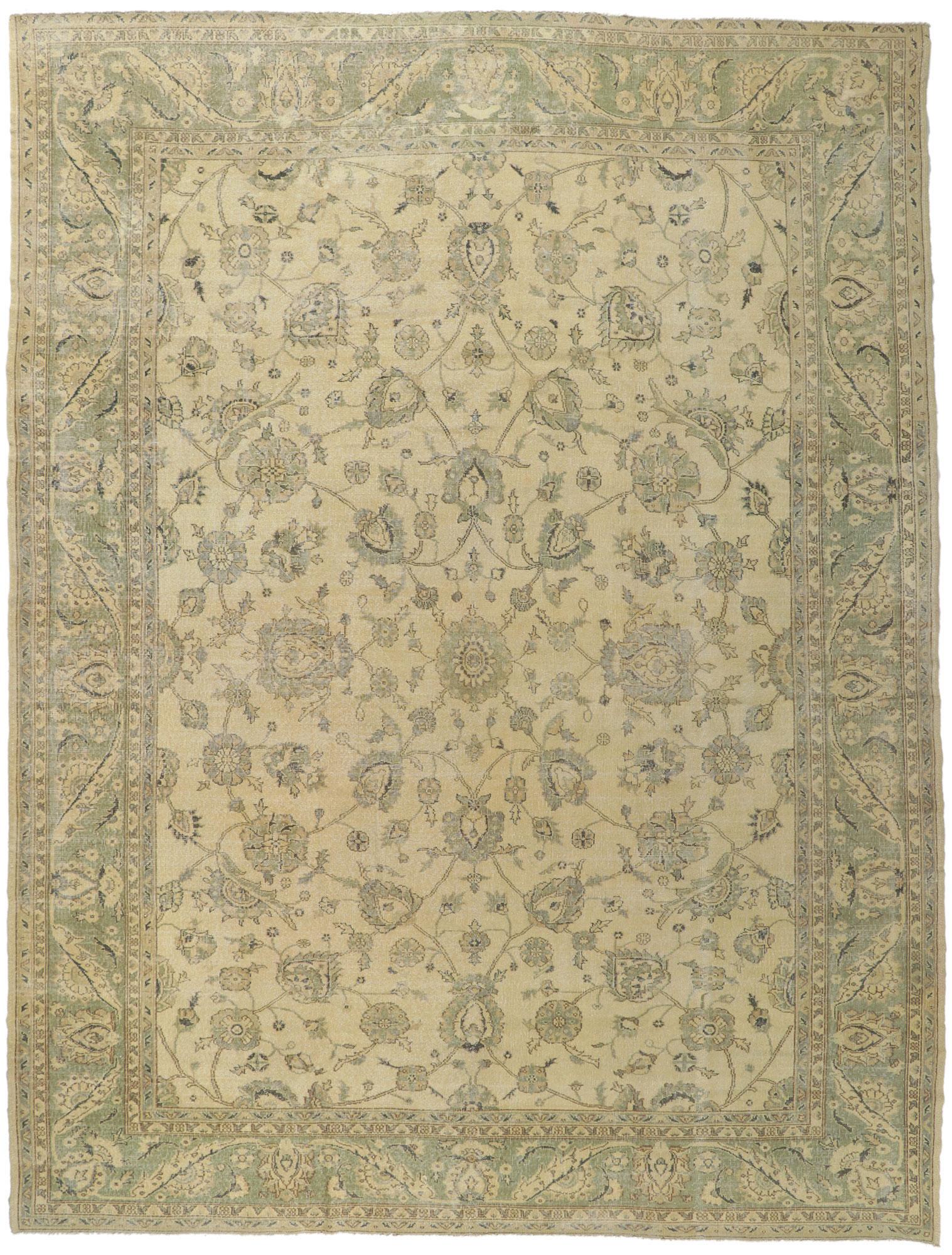 Distressed Vintage Turkish Sivas Rug, Biophilic Design Meets Relaxed Refinement For Sale 2