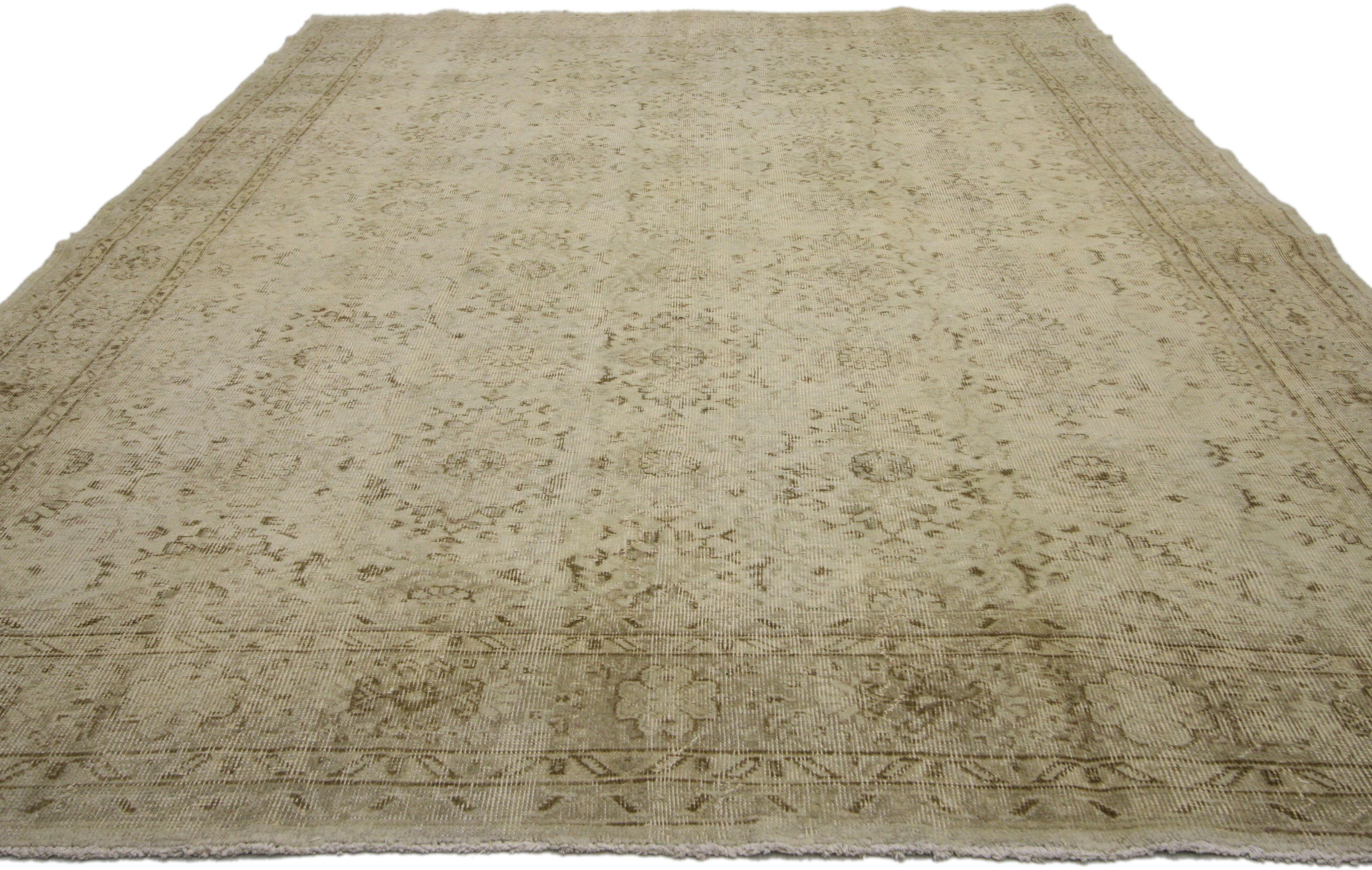 Distressed Turkish Sivas Rug with Shabby Chic Shaker-Gustavian Farmhouse Style In Distressed Condition In Dallas, TX