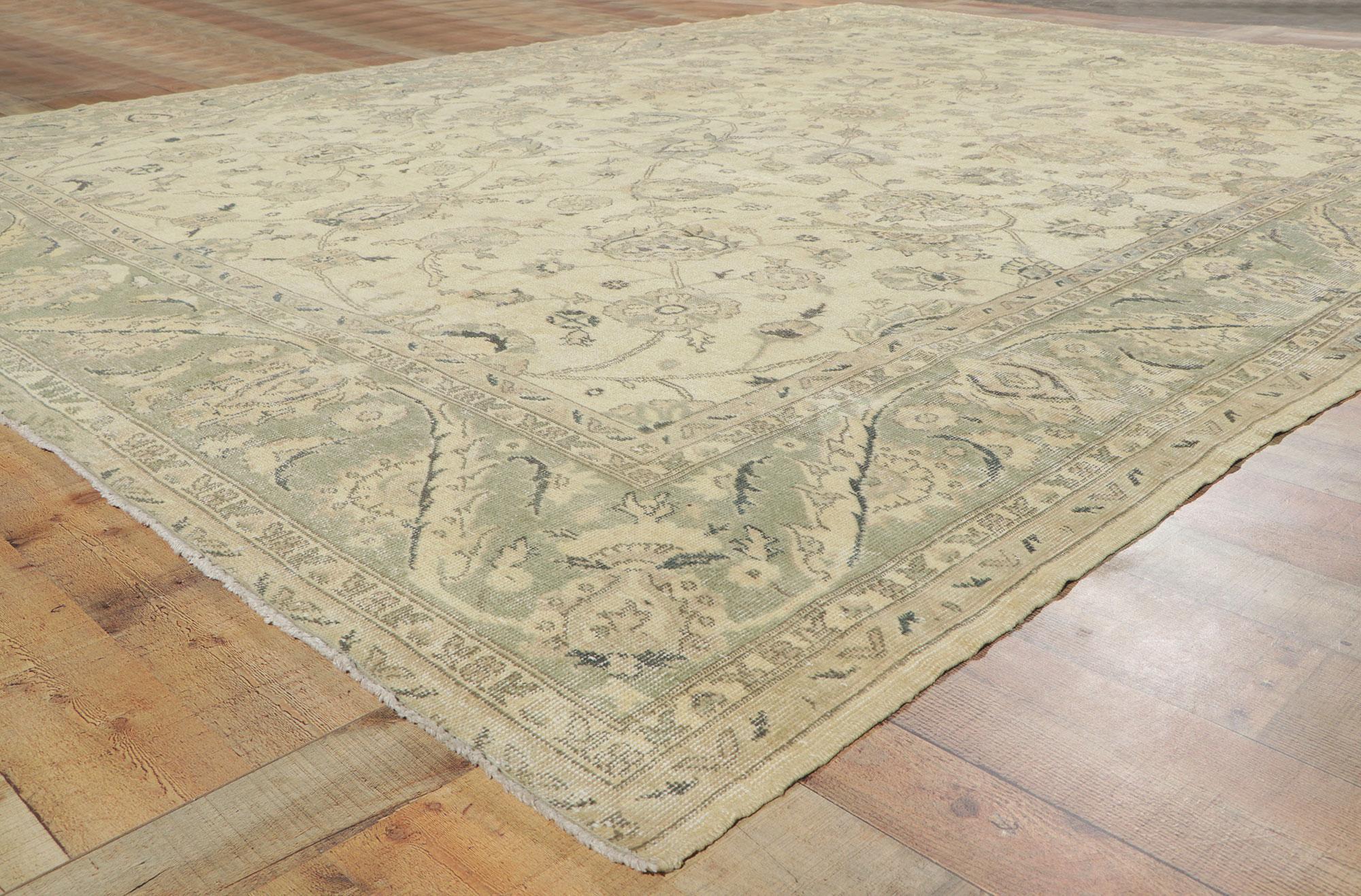 20th Century Distressed Vintage Turkish Sivas Rug, Biophilic Design Meets Relaxed Refinement For Sale