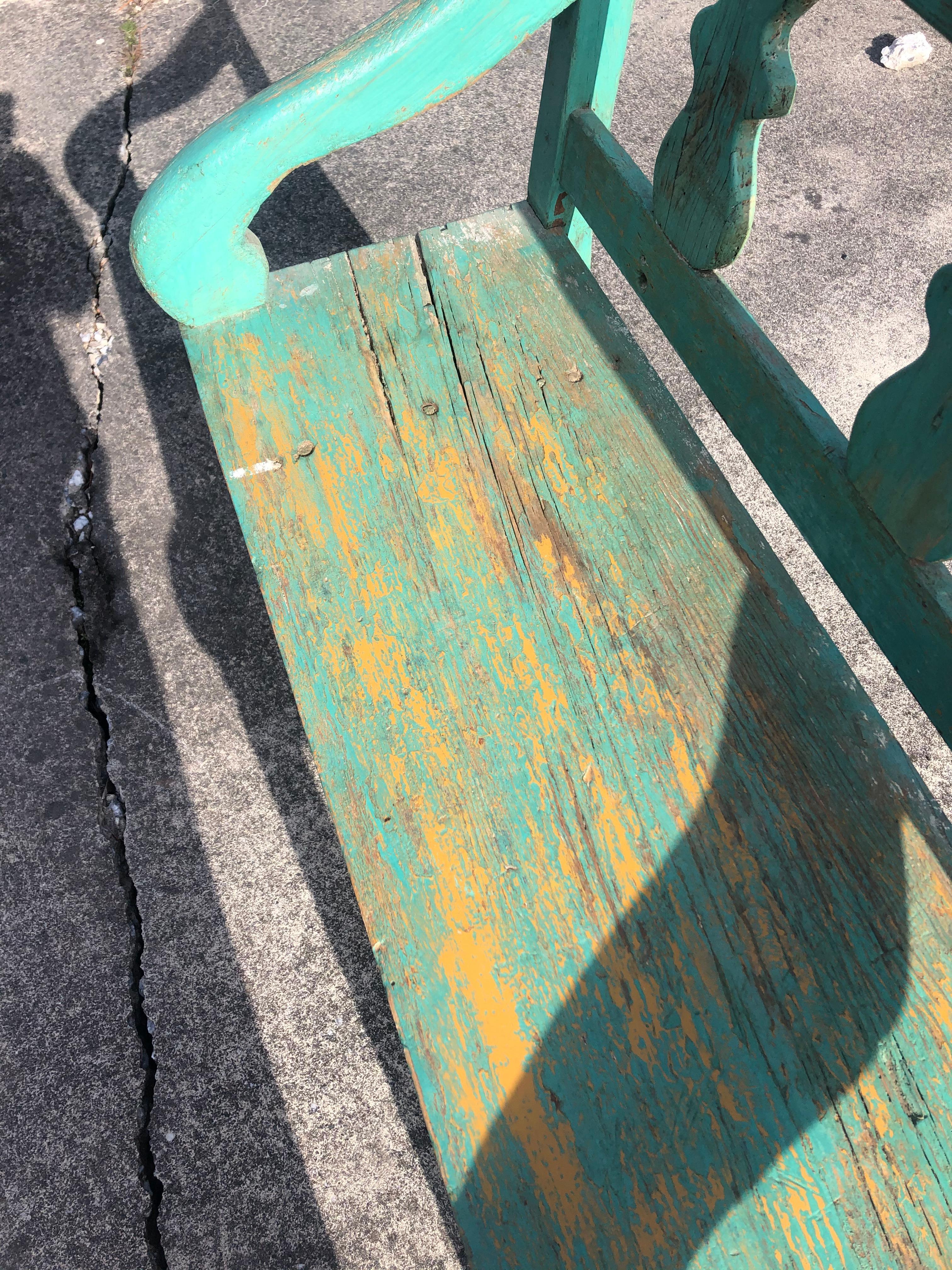 turquoise benches