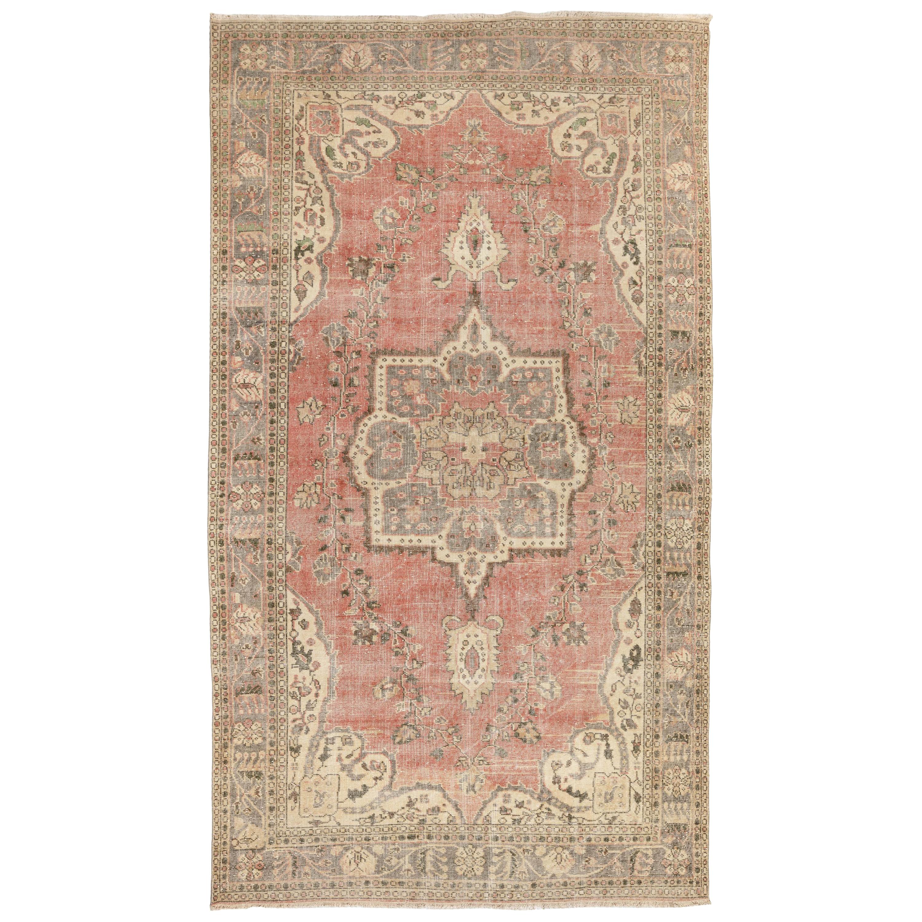 5.7x9.8 Ft Vintage Anatolian Village Area Rug, Woolen Hand-Knotted Carpet