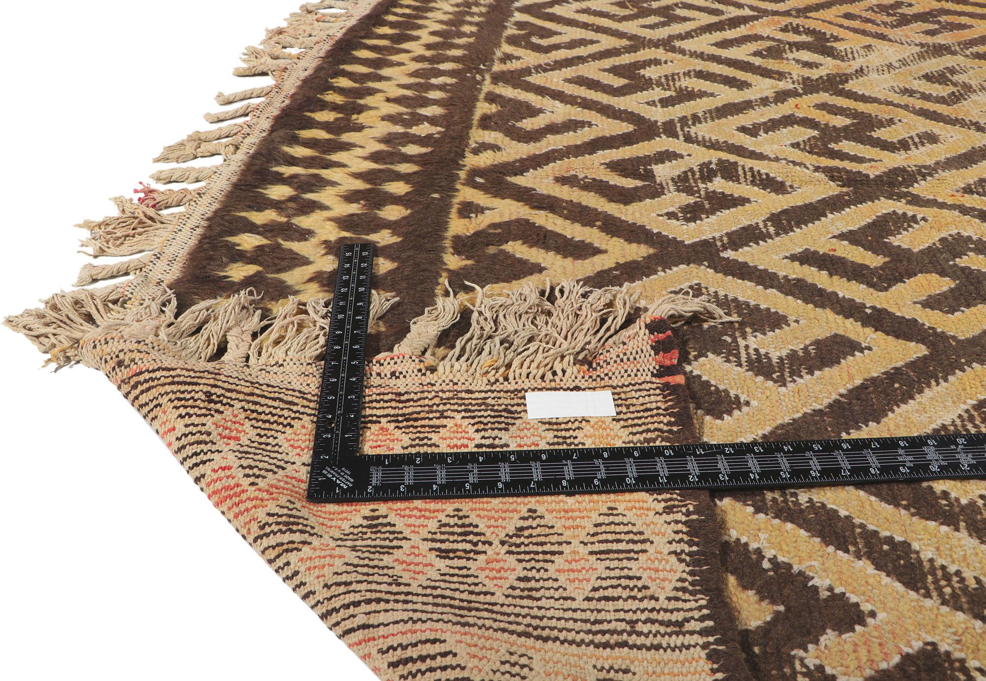 Wool Distressed Vintage Berber Moroccan Rug For Sale