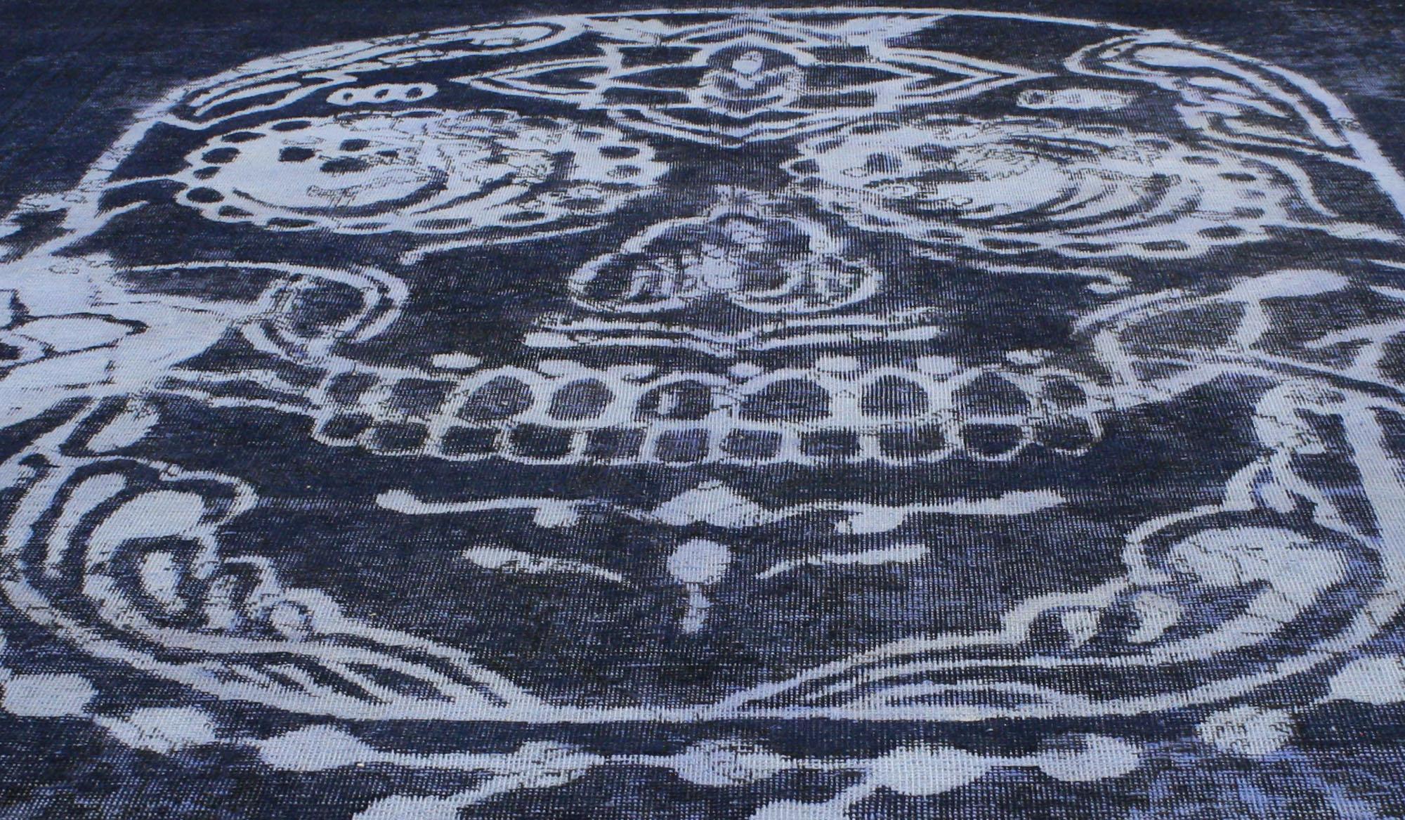 Distressed Vintage Skull Rug Inspired by Alexander McQueen In Distressed Condition For Sale In Dallas, TX