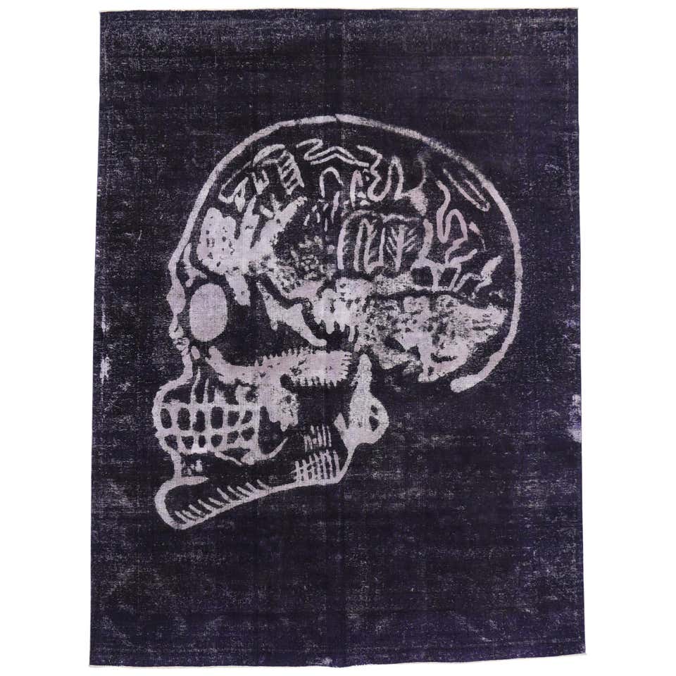 Distressed Vintage Calavera Sugar Skull Rug Inspired by Alexander ...