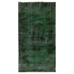 6x11 Ft Distressed Vintage Handmade Rug in Green Color. Tapis d'Anatolie moderne