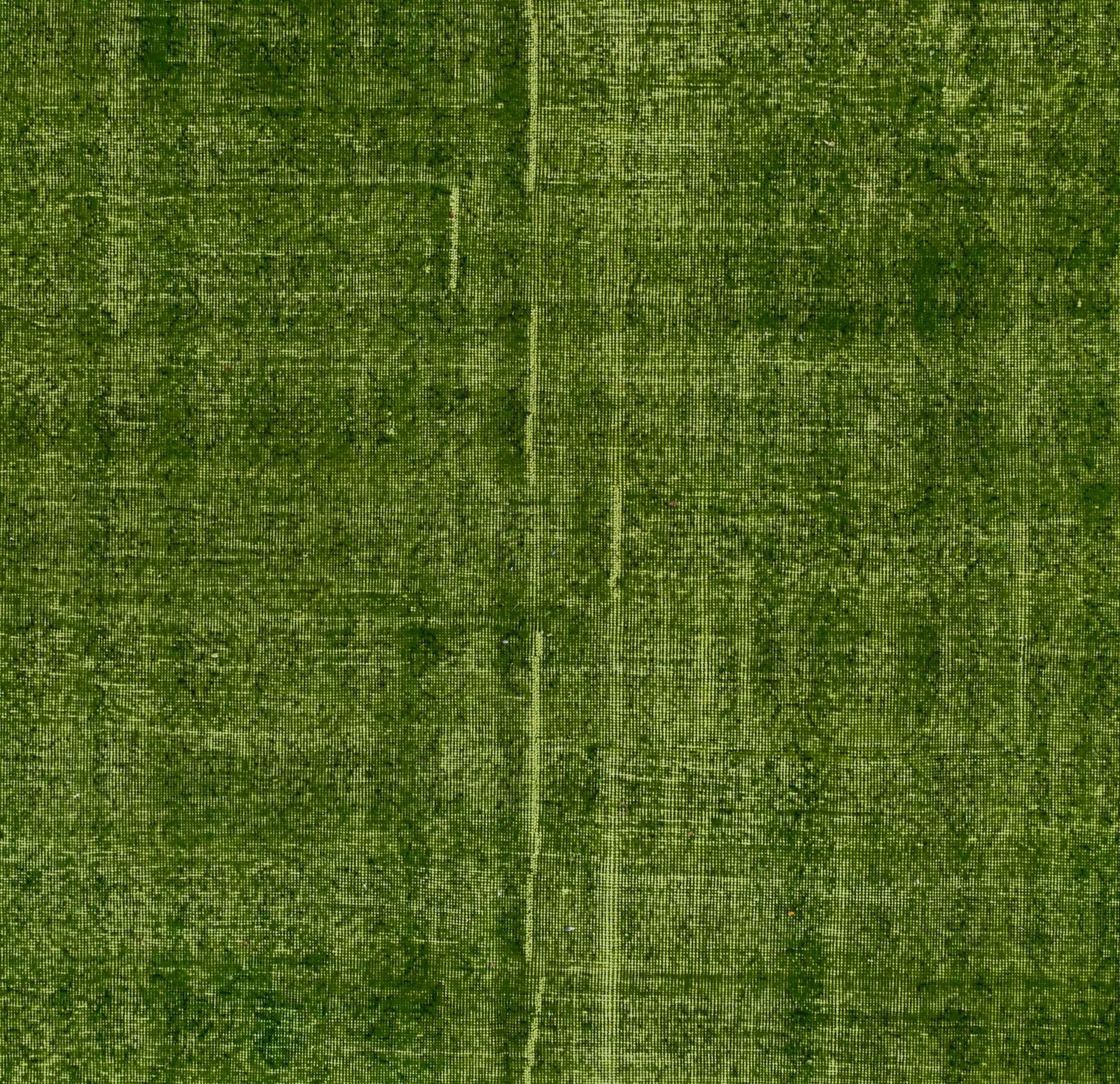 Hand-Woven 6.8x10 Ft Vintage Wool Rug OverDyed in Green Color. Great 4 Modern Interiors