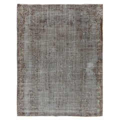6.3x8.2 Ft Distressed Handmade Turkish Rug in Gray, Used Shabby Chic Carpet