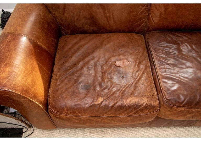 Distressed Vintage Leather Sofa For, Worn Leather Sectional