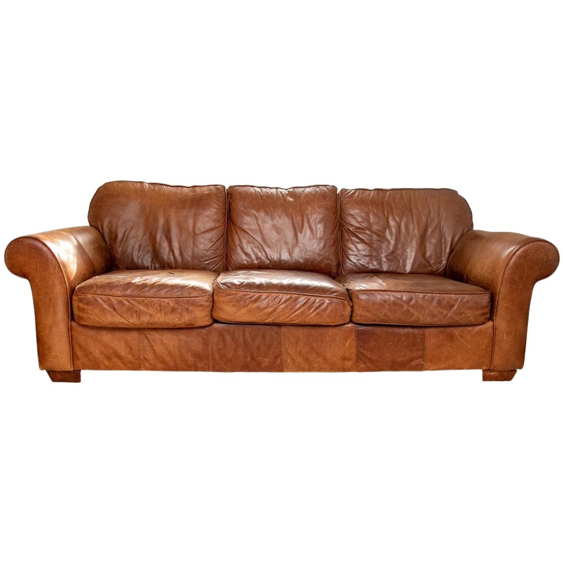 Distressed Vintage Leather Sofa