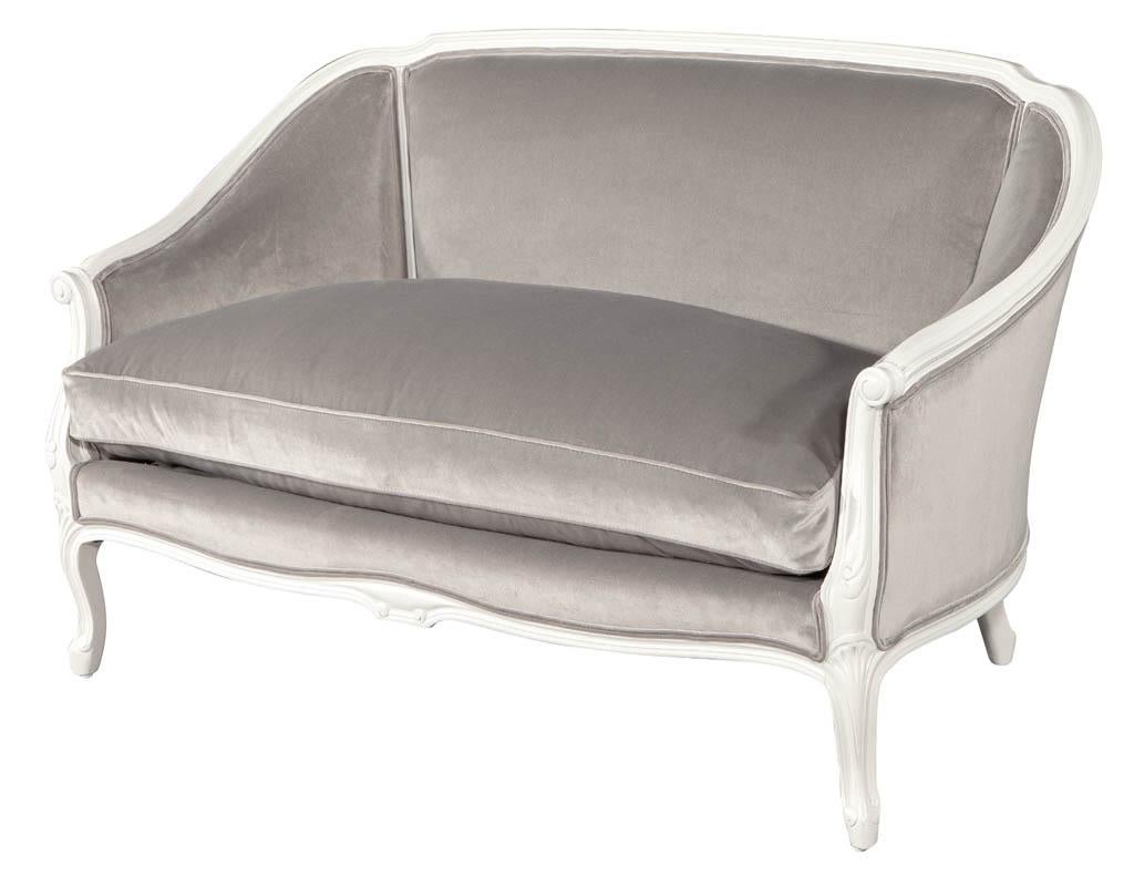 Mid-20th Century Distressed Vintage Louis XV Style Settee Sofa