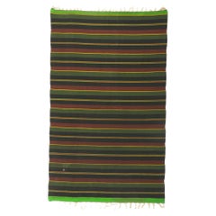 Distressed Vintage Mexican Serape Striped Kilim Rug