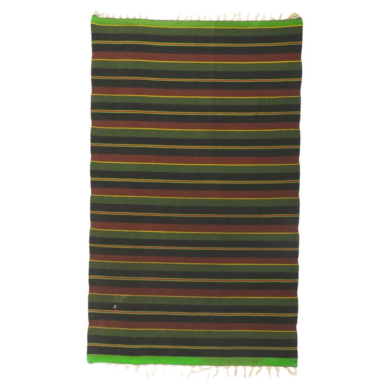Tapis/couverture Textile Mexicain Vintage Saltillo Serape – Vert – 44x79 – Occasion