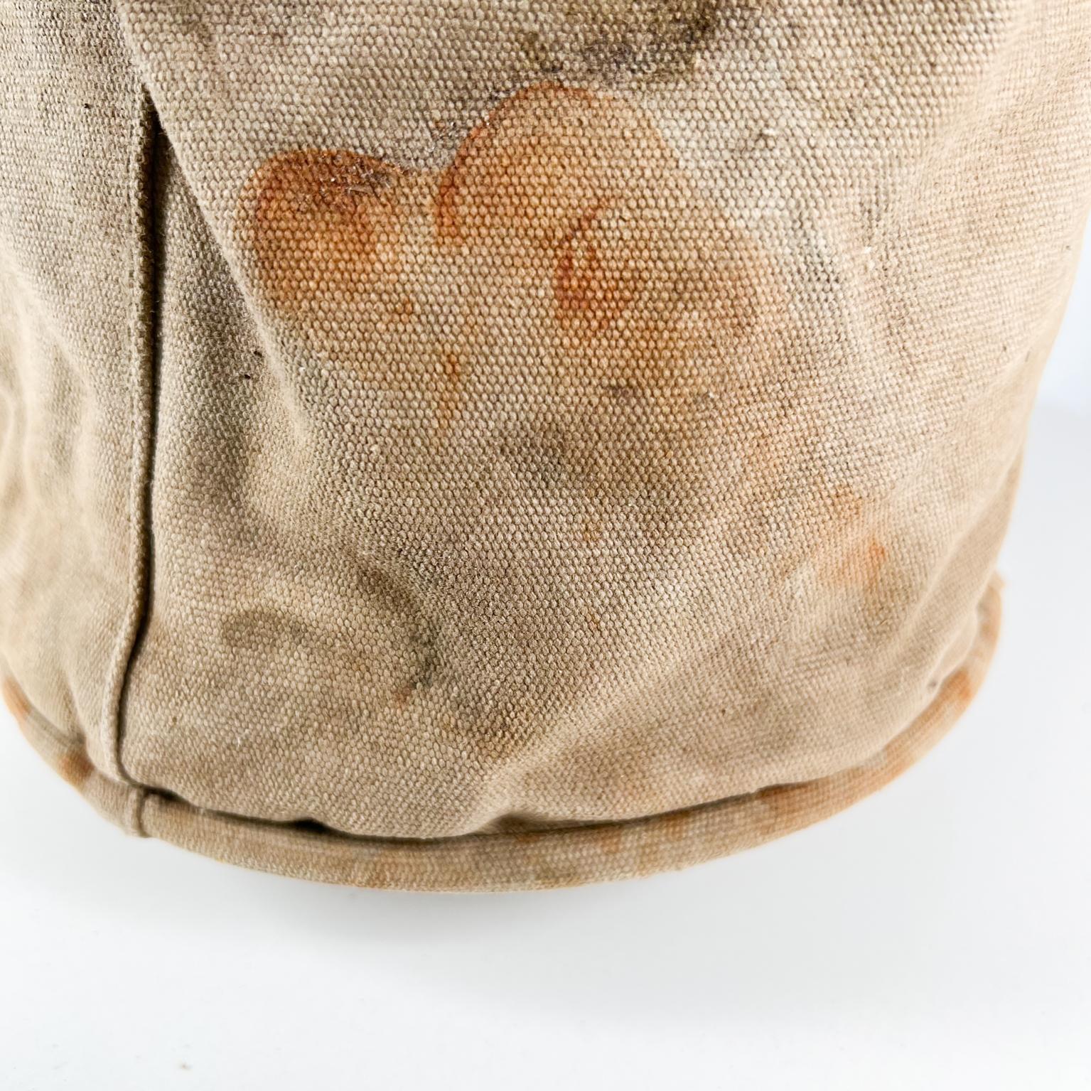 Late 20th Century Distressed Vintage Military Green Canvas Portable Carry Tote Bag