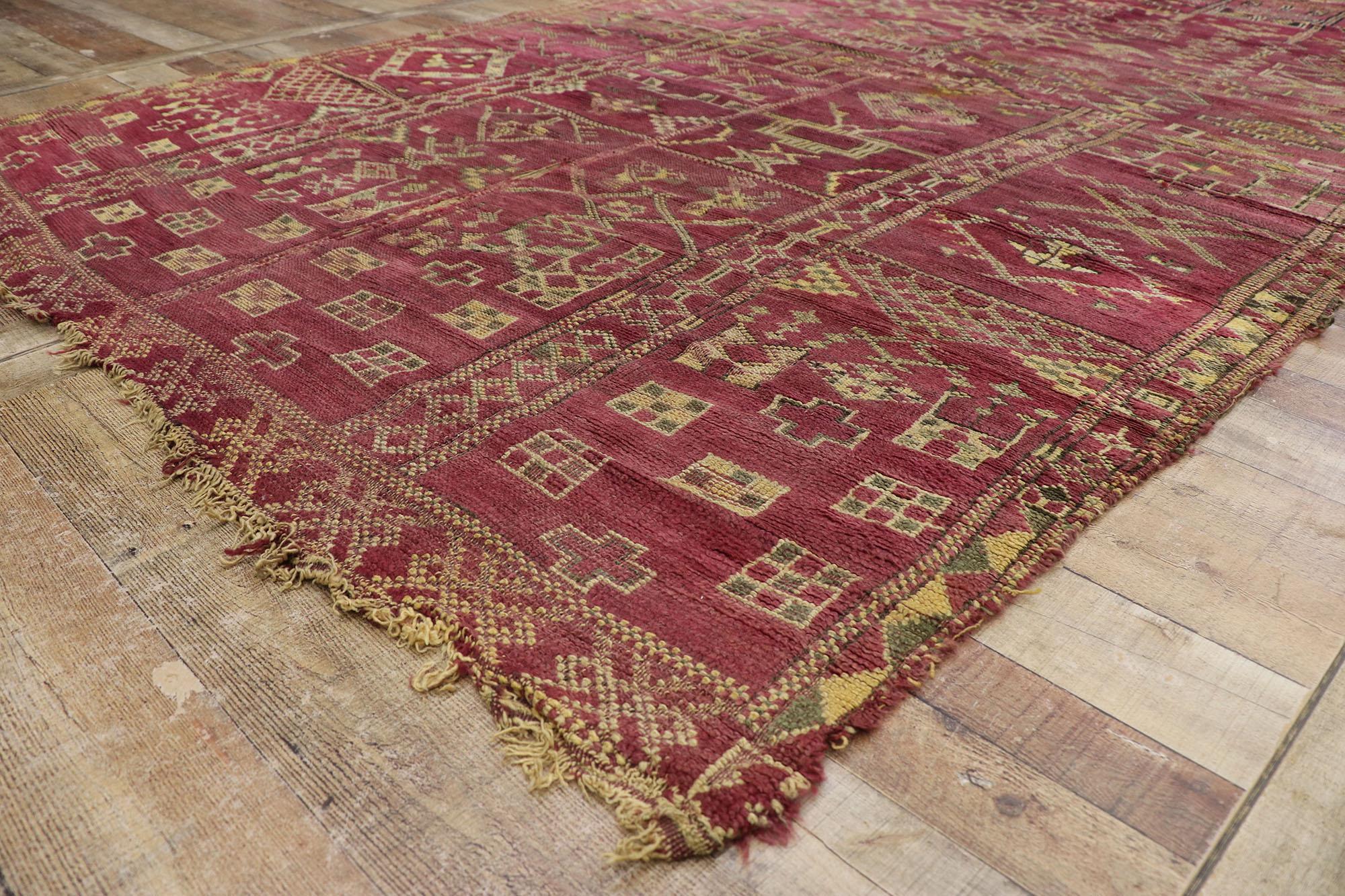 Distressed Vintage Moroccan Rug, Weathered Beauty Meets Boho Bungalow For Sale 2