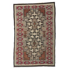 Distressed Vintage Navajo Kilim Rug with Native American Style