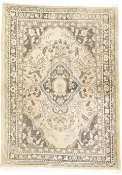 Distressed Vintage Persian Hamadan Accent Rug with Romantic French Regence Style
