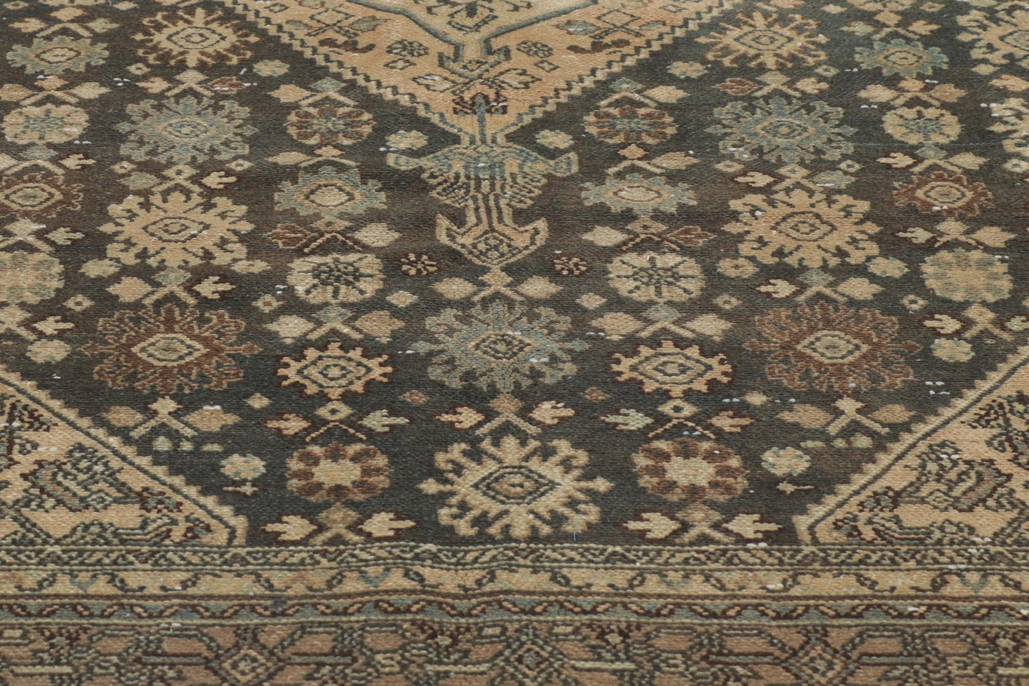 Hand-Knotted Distressed Vintage Persian Hamadan Rug, Luxury Lodge Meets Relaxed Refinement For Sale