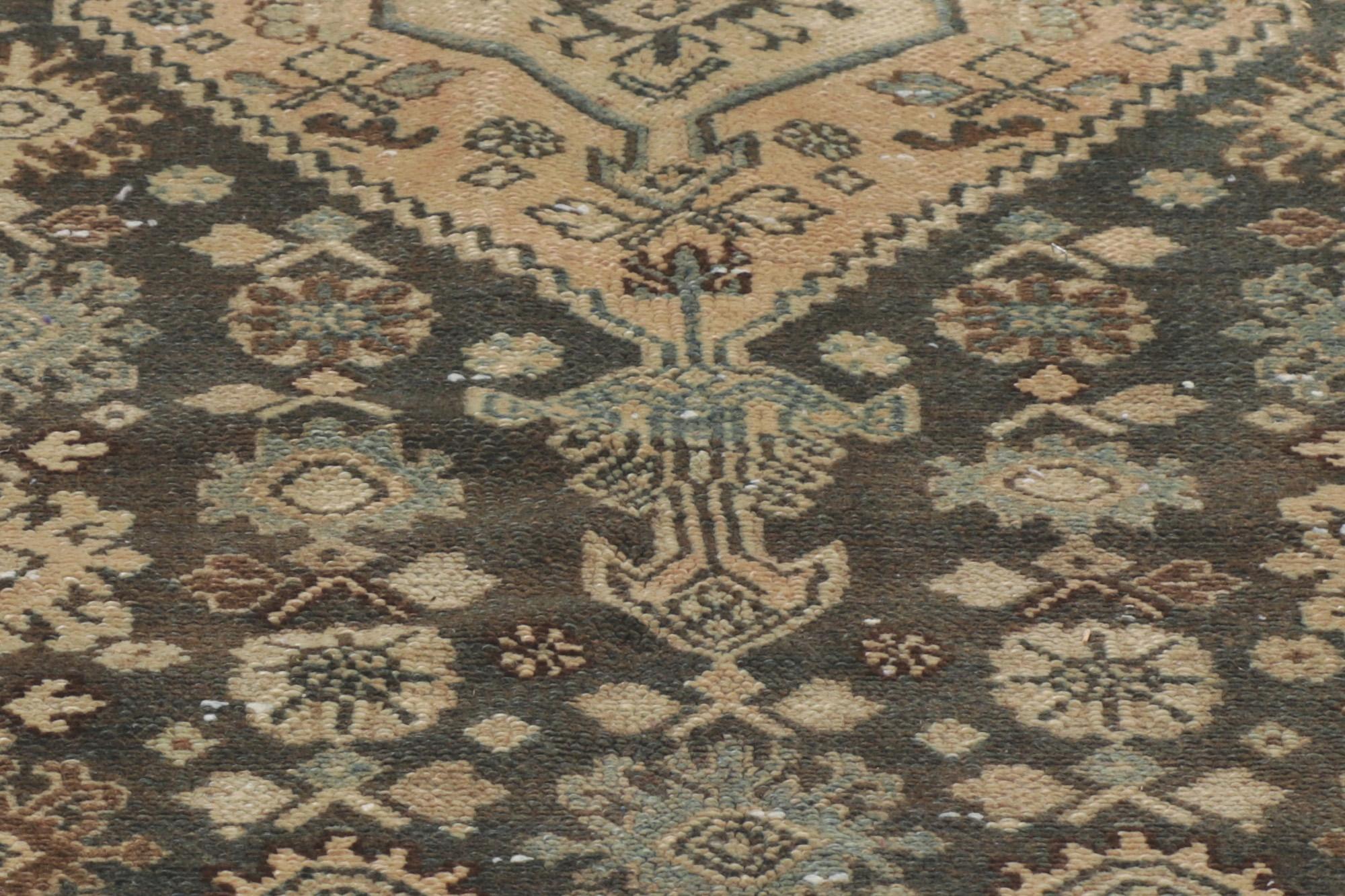 Distressed Vintage Persian Hamadan Rug, Luxury Lodge Meets Relaxed Refinement In Distressed Condition For Sale In Dallas, TX